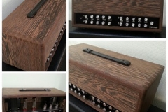 Houten versterker en speakerkasten
